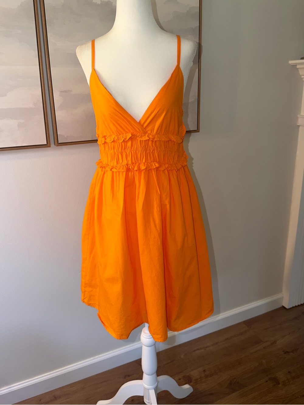 Sim & Sam Cotton Sundress | Orange Sleeveless Ruffle Mini Dress